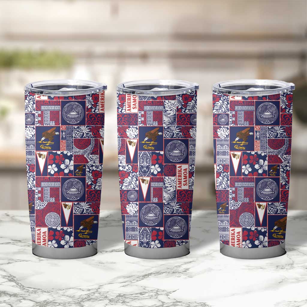 Manuia le Kerisimasi American Samoa Tumbler Cup Pacific Patchwork Xmas Vibes - Polynesian Pride