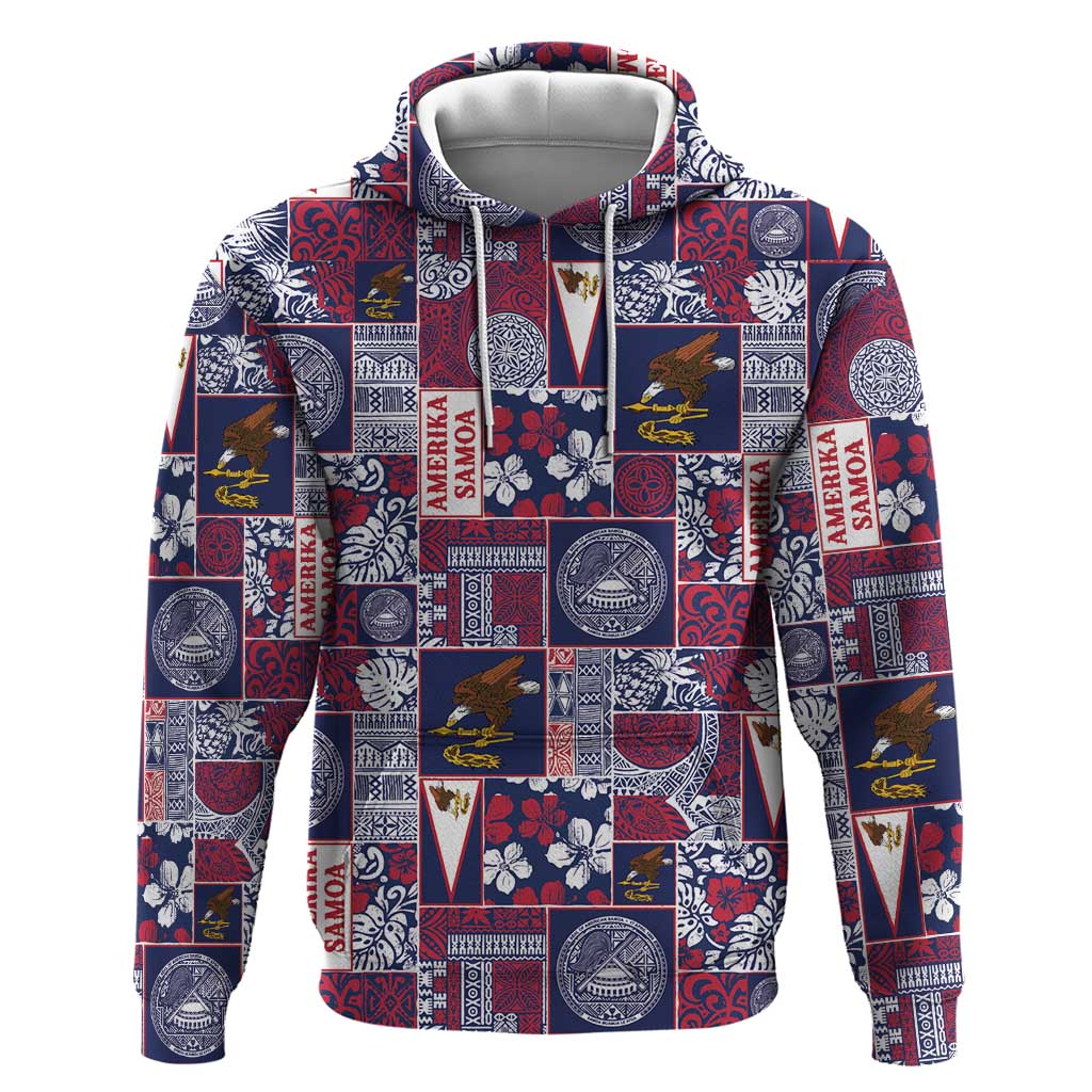 Manuia le Kerisimasi American Samoa Zip Hoodie Pacific Patchwork Xmas Vibes - Polynesian Pride