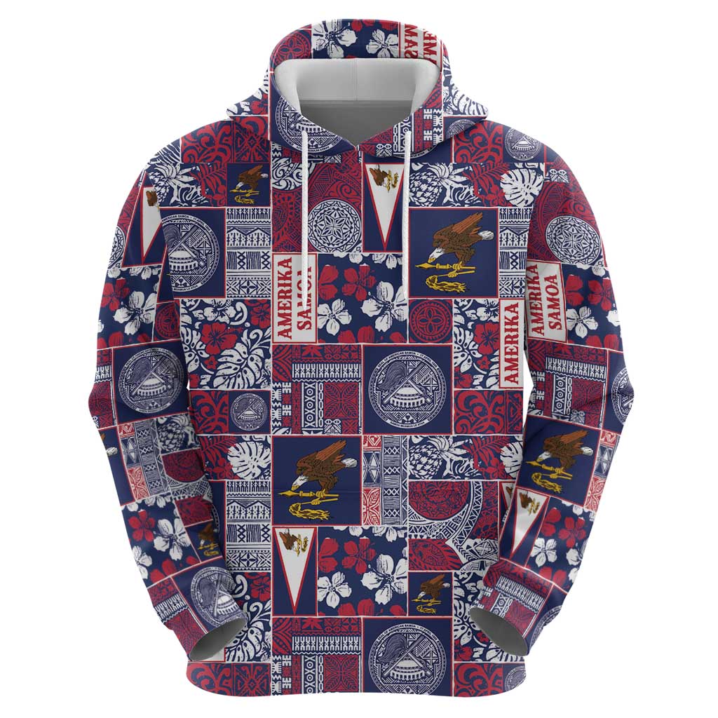 Manuia le Kerisimasi American Samoa Zip Hoodie Pacific Patchwork Xmas Vibes - Polynesian Pride