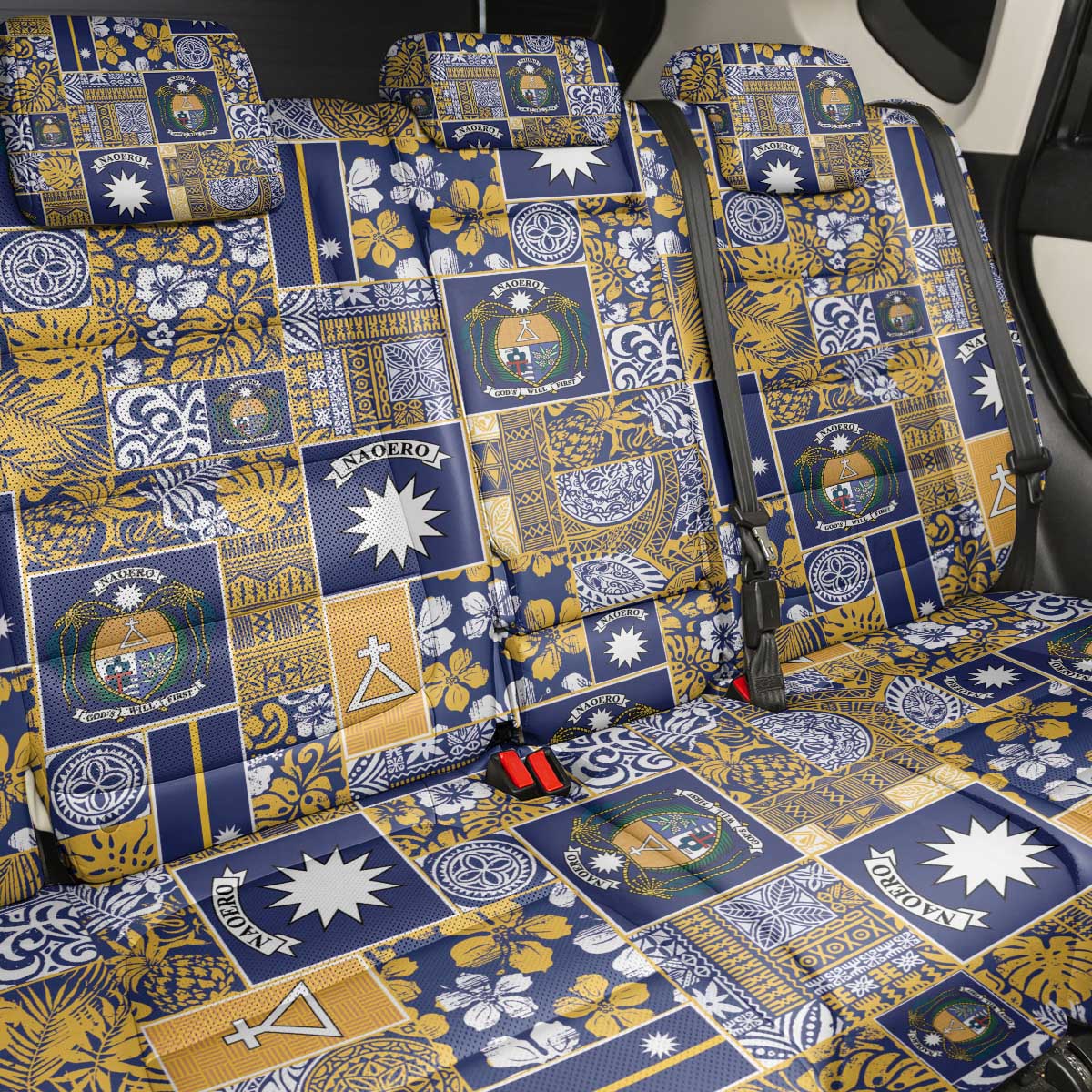 Ekamawir omo Nauru Back Car Seat Cover Pacific Patchwork Xmas Vibes - Polynesian Pride