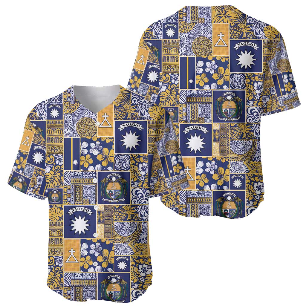 Ekamawir omo Nauru Baseball Jersey Pacific Patchwork Xmas Vibes - Polynesian Pride