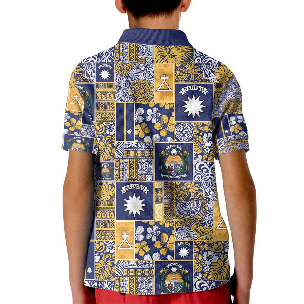 Ekamawir omo Nauru Kid Polo Shirt Pacific Patchwork Xmas Vibes - Polynesian Pride