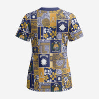 Ekamawir omo Nauru Scrub Top Pacific Patchwork Xmas Vibes - Polynesian Pride