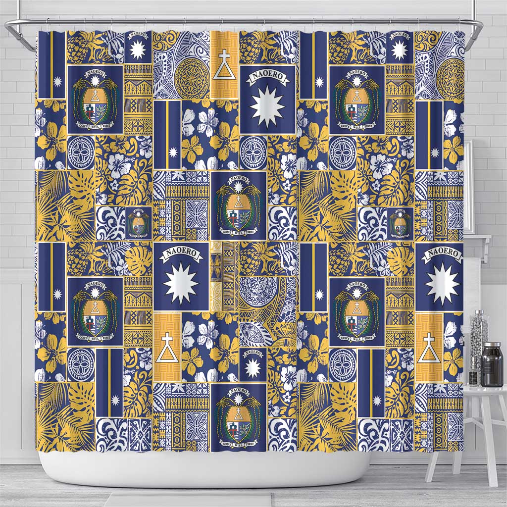 Ekamawir omo Nauru Shower Curtain Pacific Patchwork Xmas Vibes - Polynesian Pride