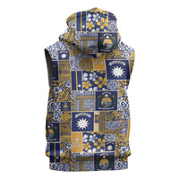 Ekamawir omo Nauru Sleeveless Zip Hoodie Pacific Patchwork Xmas Vibes - Polynesian Pride