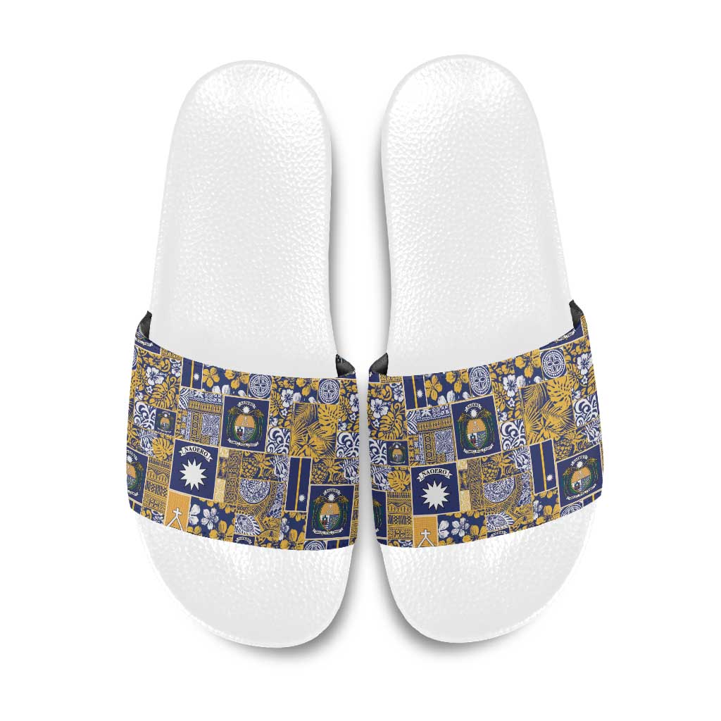 Ekamawir omo Nauru Slide Sandals Pacific Patchwork Xmas Vibes - Polynesian Pride