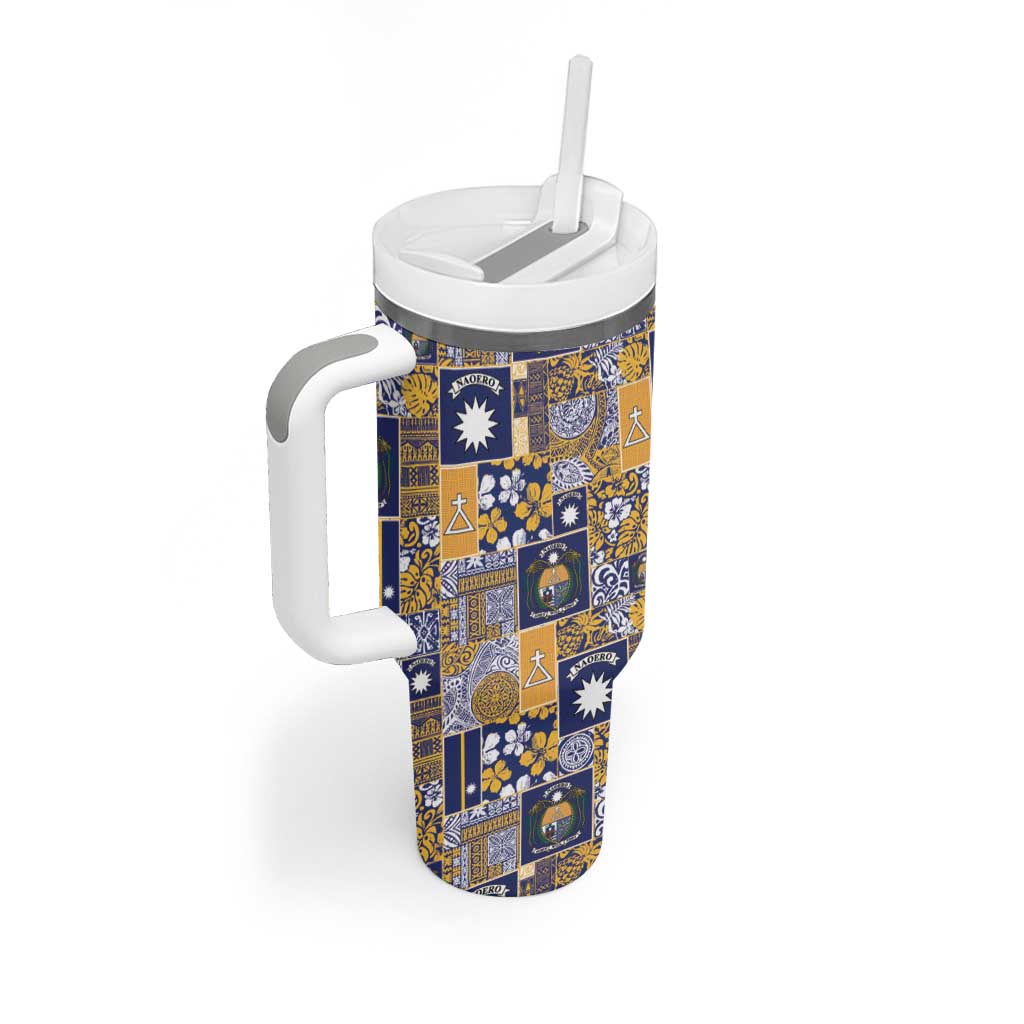 Ekamawir omo Nauru Tumbler With Handle Pacific Patchwork Xmas Vibes - Polynesian Pride