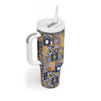 Ekamawir omo Nauru Tumbler With Handle Pacific Patchwork Xmas Vibes - Polynesian Pride