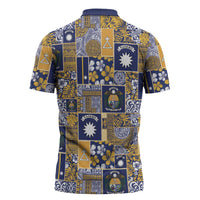 Ekamawir omo Nauru Zipper Polo Shirt Pacific Patchwork Xmas Vibes - Polynesian Pride