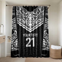 New Zealand Black Fern Custom Bathroom Set Maori Tukutuku Black-white Motif - Polynesian Pride
