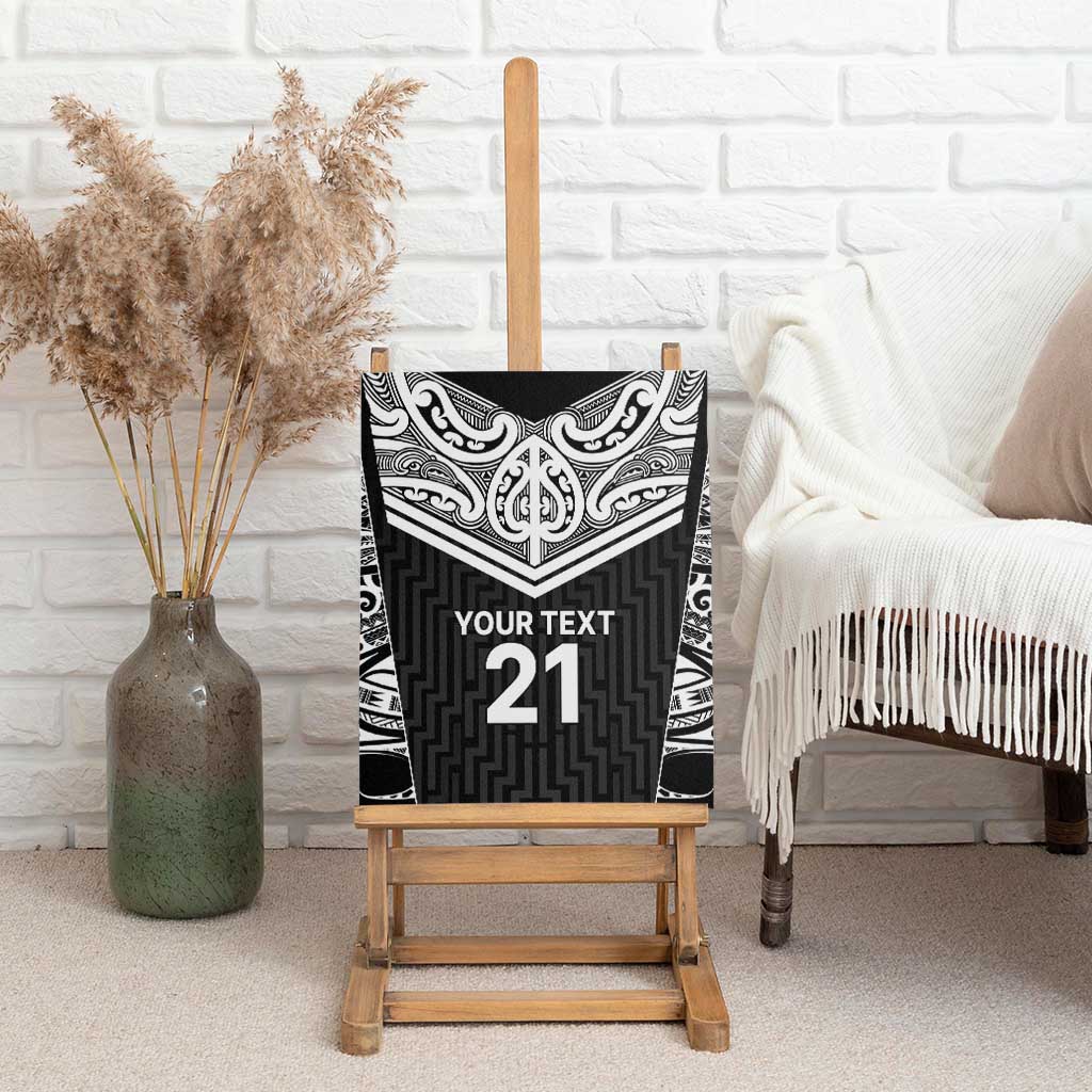 New Zealand Black Fern Custom Canvas Wall Art Maori Tukutuku Black-white Motif