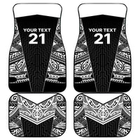 New Zealand Black Fern Custom Car Mats Maori Tukutuku Black-white Motif