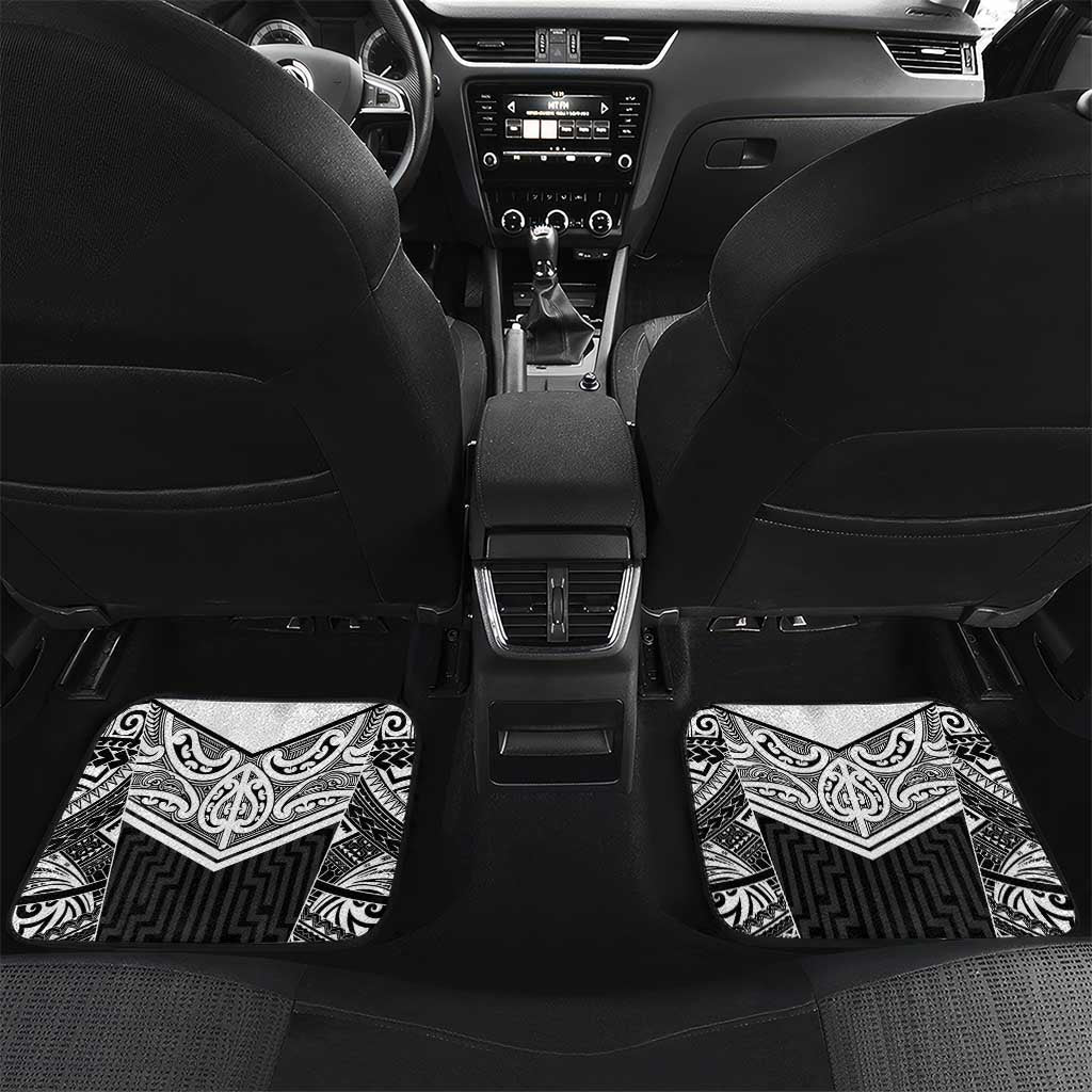 New Zealand Black Fern Custom Car Mats Maori Tukutuku Black-white Motif
