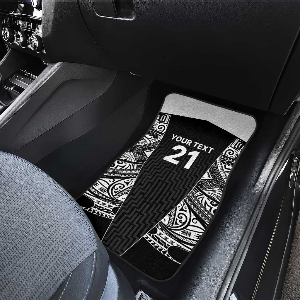 New Zealand Black Fern Custom Car Mats Maori Tukutuku Black-white Motif