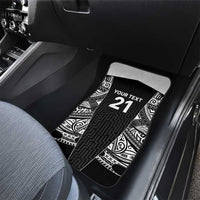 New Zealand Black Fern Custom Car Mats Maori Tukutuku Black-white Motif
