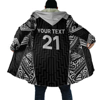 New Zealand Black Fern Custom Cloak Maori Tukutuku Black-white Motif - Polynesian Pride
