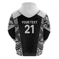 New Zealand Black Fern Custom Hoodie Maori Tukutuku Black-white Motif