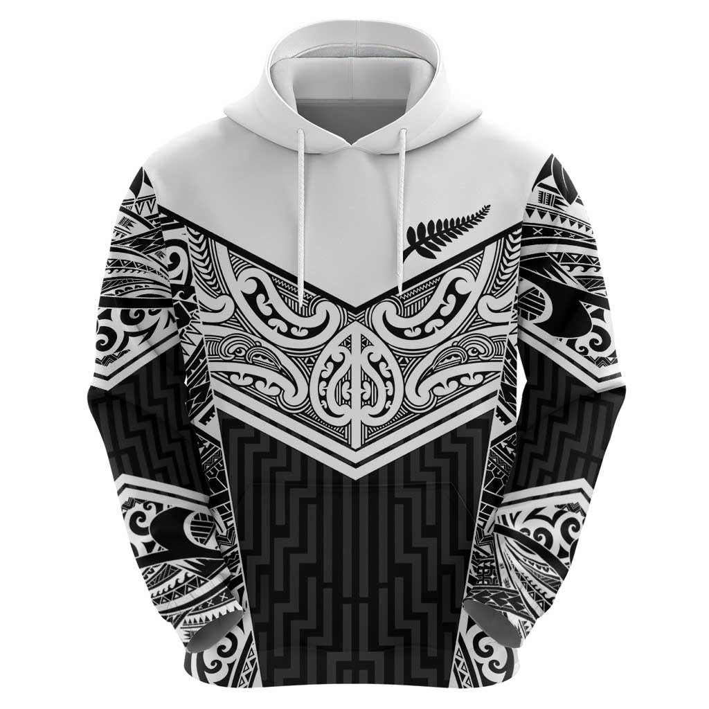 New Zealand Black Fern Custom Hoodie Maori Tukutuku Black-white Motif
