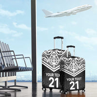 New Zealand Black Fern Custom Luggage Cover Maori Tukutuku Black-white Motif