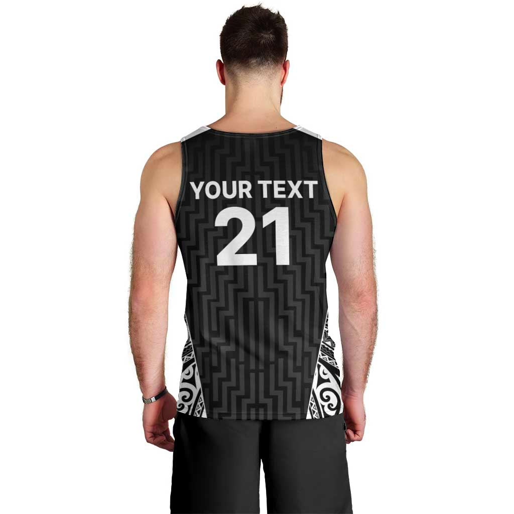 New Zealand Black Fern Custom Men Tank Top Maori Tukutuku Black-white Motif
