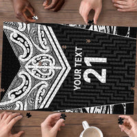 New Zealand Black Fern Custom Puzzle Maori Tukutuku Black-white Motif - Polynesian Pride