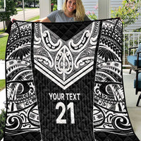 New Zealand Black Fern Custom Quilt Maori Tukutuku Black-white Motif