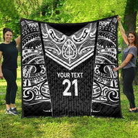New Zealand Black Fern Custom Quilt Maori Tukutuku Black-white Motif