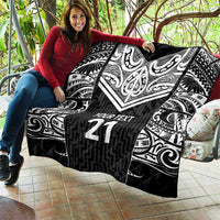 New Zealand Black Fern Custom Quilt Maori Tukutuku Black-white Motif
