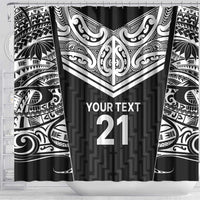 New Zealand Black Fern Custom Shower Curtain Maori Tukutuku Black-white Motif