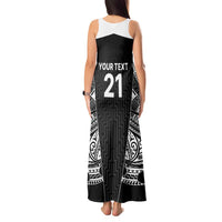 New Zealand Black Fern Custom Tank Maxi Dress Maori Tukutuku Black-white Motif