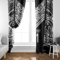 New Zealand Black Fern Custom Window Curtain Maori Tukutuku Black-white Motif