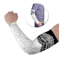 New Zealand Koru Fern Custom Arm Sleeves Simple Taniko Motif - Polynesian Pride