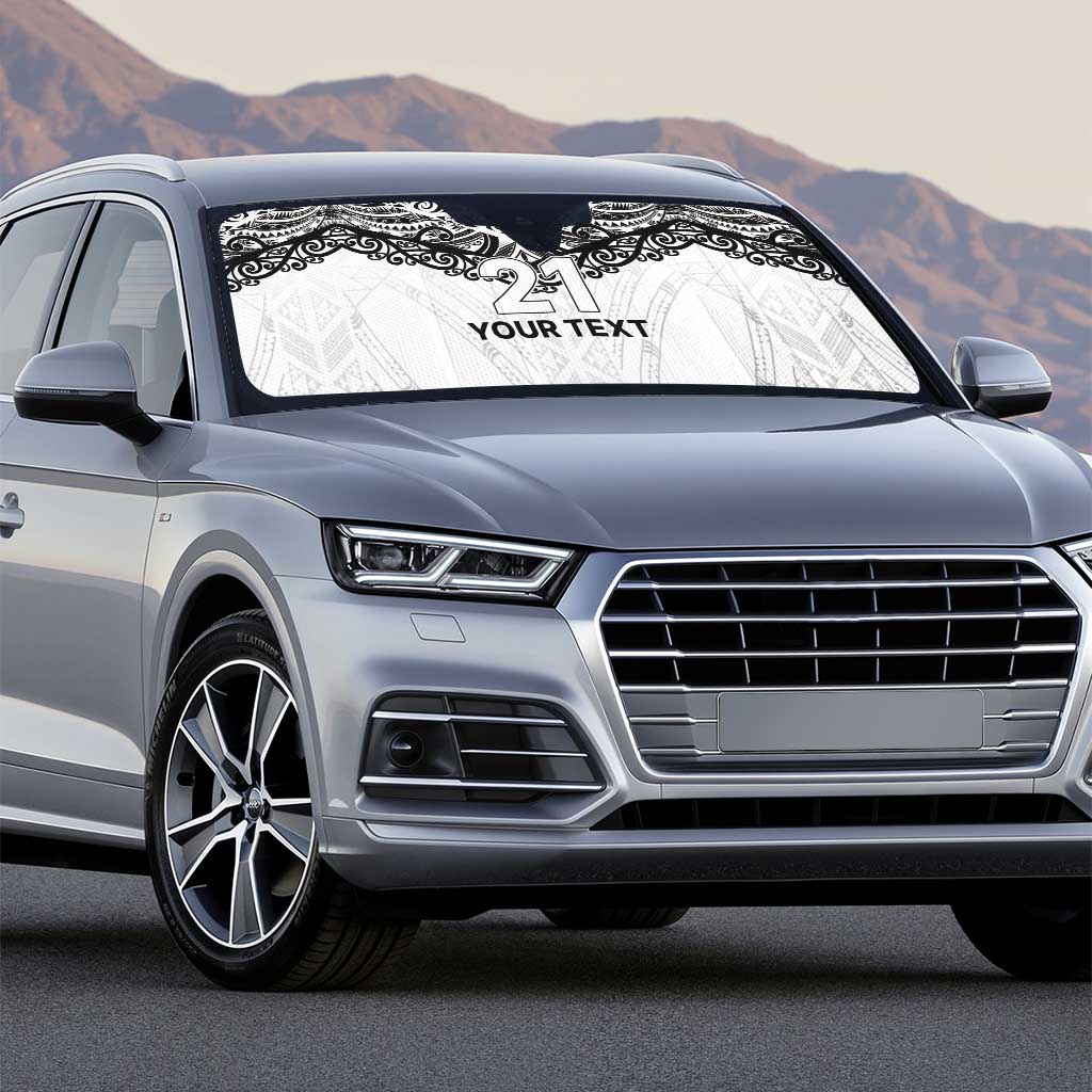 New Zealand Koru Fern Custom Auto Sun Shade Simple Taniko Motif - Polynesian Pride