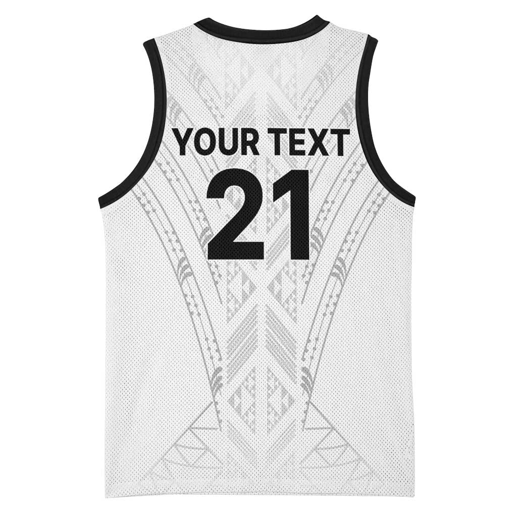 New Zealand Koru Fern Custom Basketball Jersey Simple Taniko Motif - Polynesian Pride