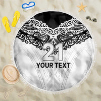 New Zealand Koru Fern Custom Beach Blanket Simple Taniko Motif