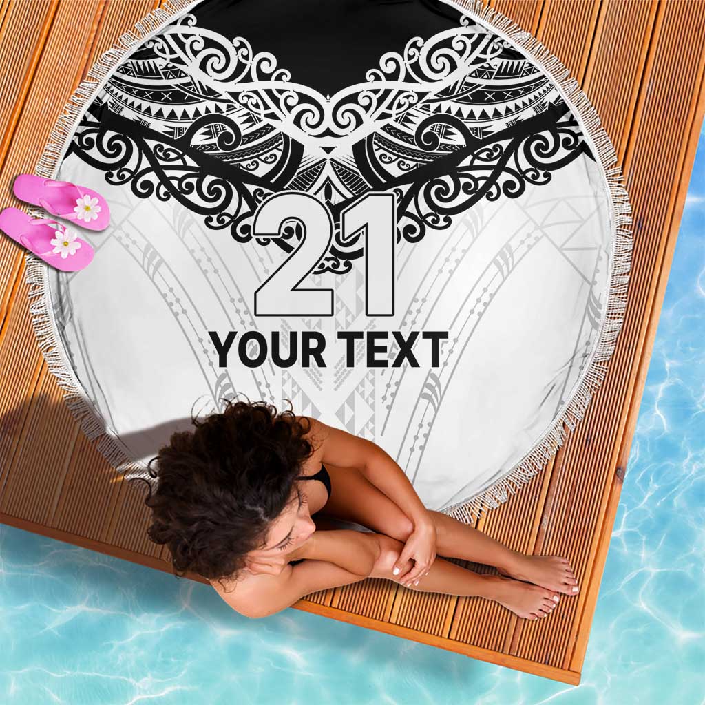 New Zealand Koru Fern Custom Beach Blanket Simple Taniko Motif