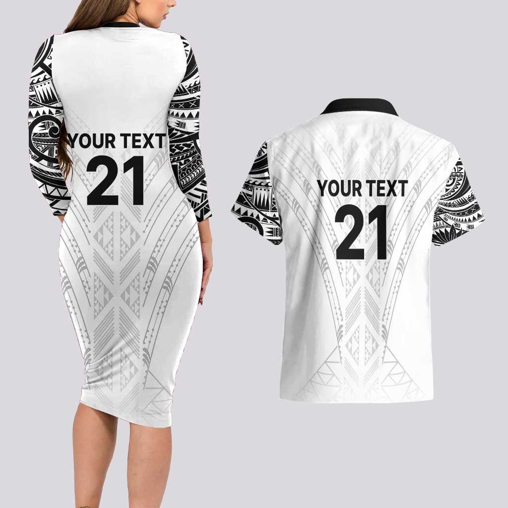 New Zealand Koru Fern Custom Couples Matching Long Sleeve Bodycon Dress and Hawaiian Shirt Simple Taniko Motif