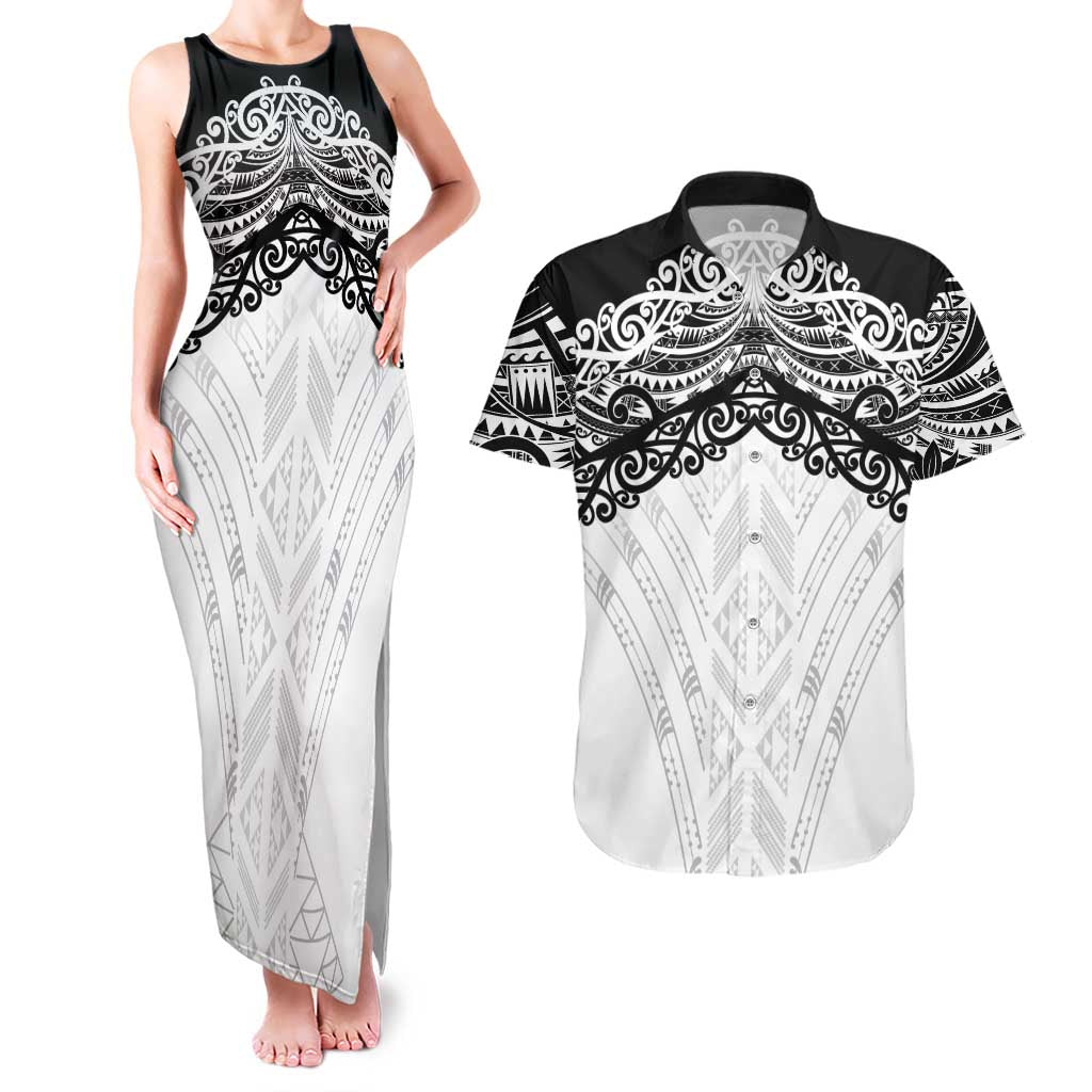 New Zealand Koru Fern Custom Couples Matching Tank Maxi Dress and Hawaiian Shirt Simple Taniko Motif