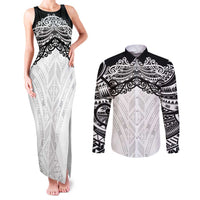 New Zealand Koru Fern Custom Couples Matching Tank Maxi Dress and Long Sleeve Button Shirt Simple Taniko Motif