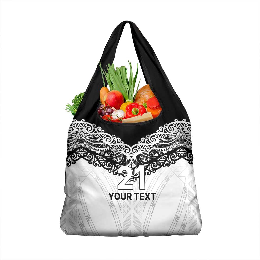 New Zealand Koru Fern Custom Grocery Bag Simple Taniko Motif
