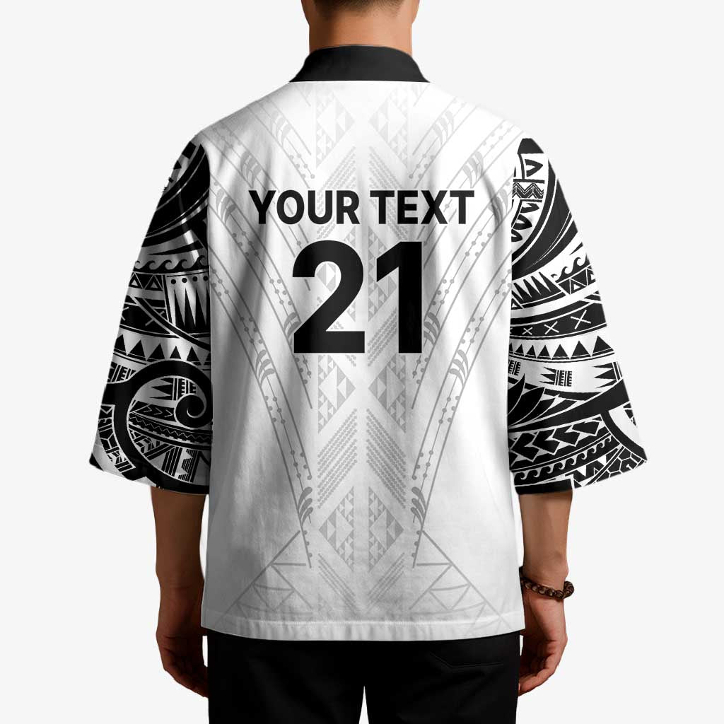 New Zealand Koru Fern Custom Kimono Simple Taniko Motif - Polynesian Pride