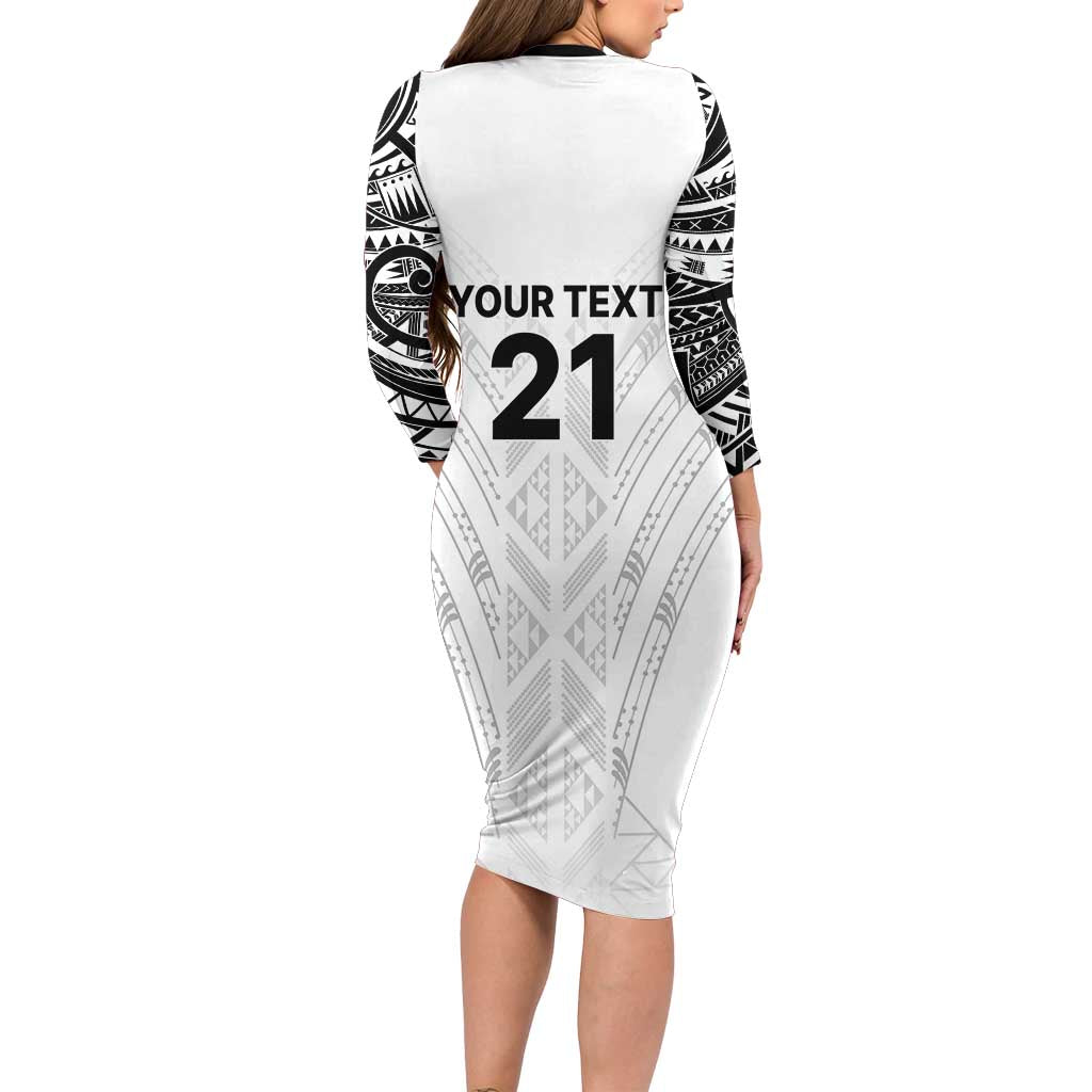 New Zealand Koru Fern Custom Long Sleeve Bodycon Dress Simple Taniko Motif