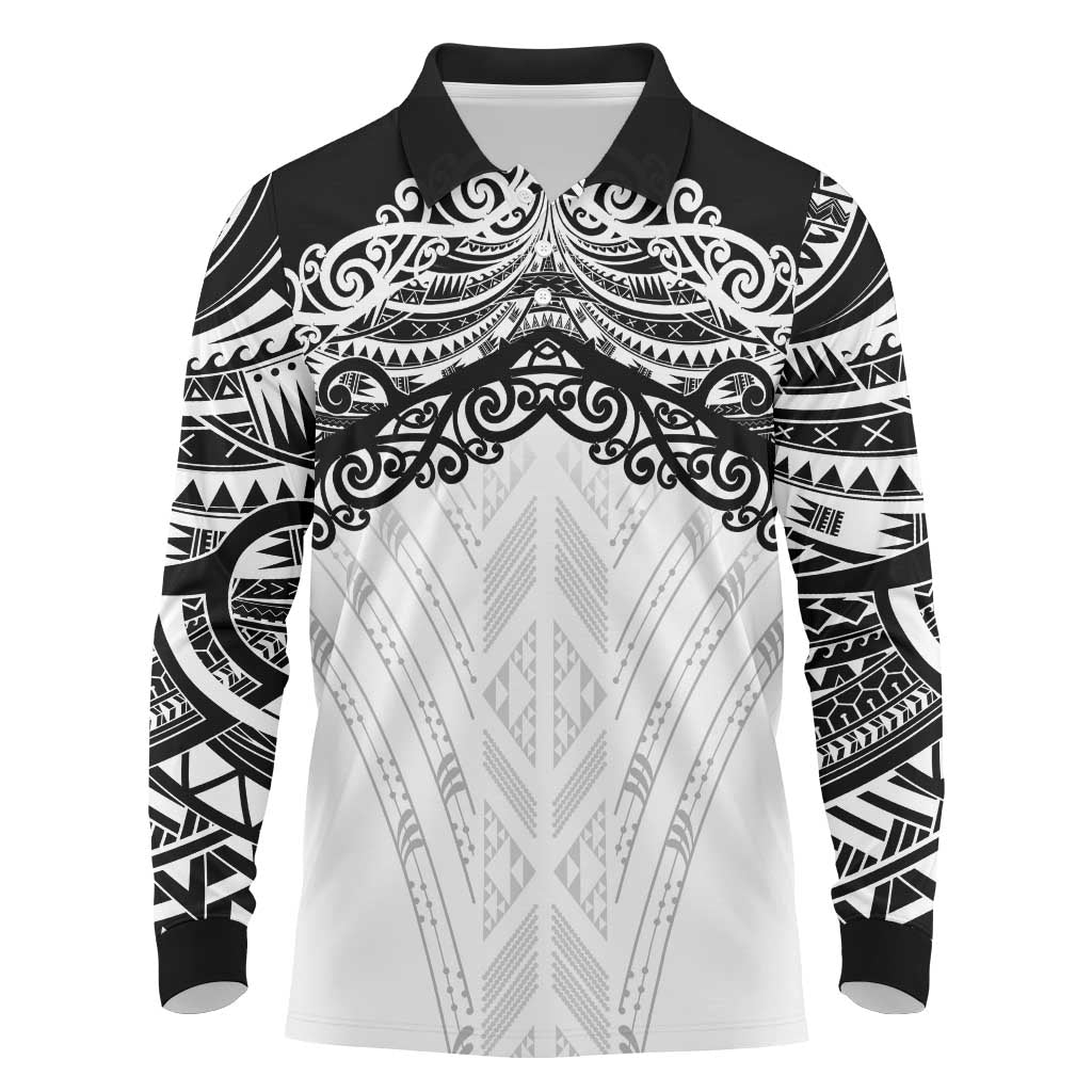 New Zealand Koru Fern Custom Long Sleeve Polo Shirt Simple Taniko Motif