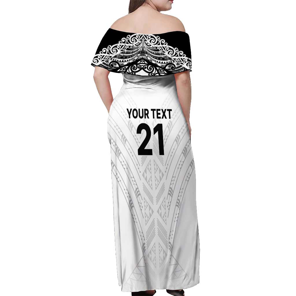New Zealand Koru Fern Custom Off Shoulder Maxi Dress Simple Taniko Motif