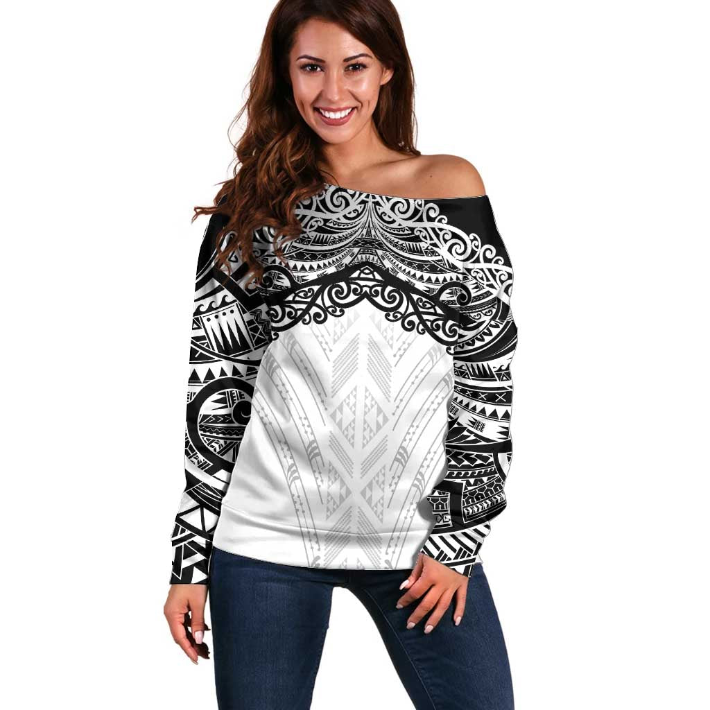 New Zealand Koru Fern Custom Off Shoulder Sweater Simple Taniko Motif