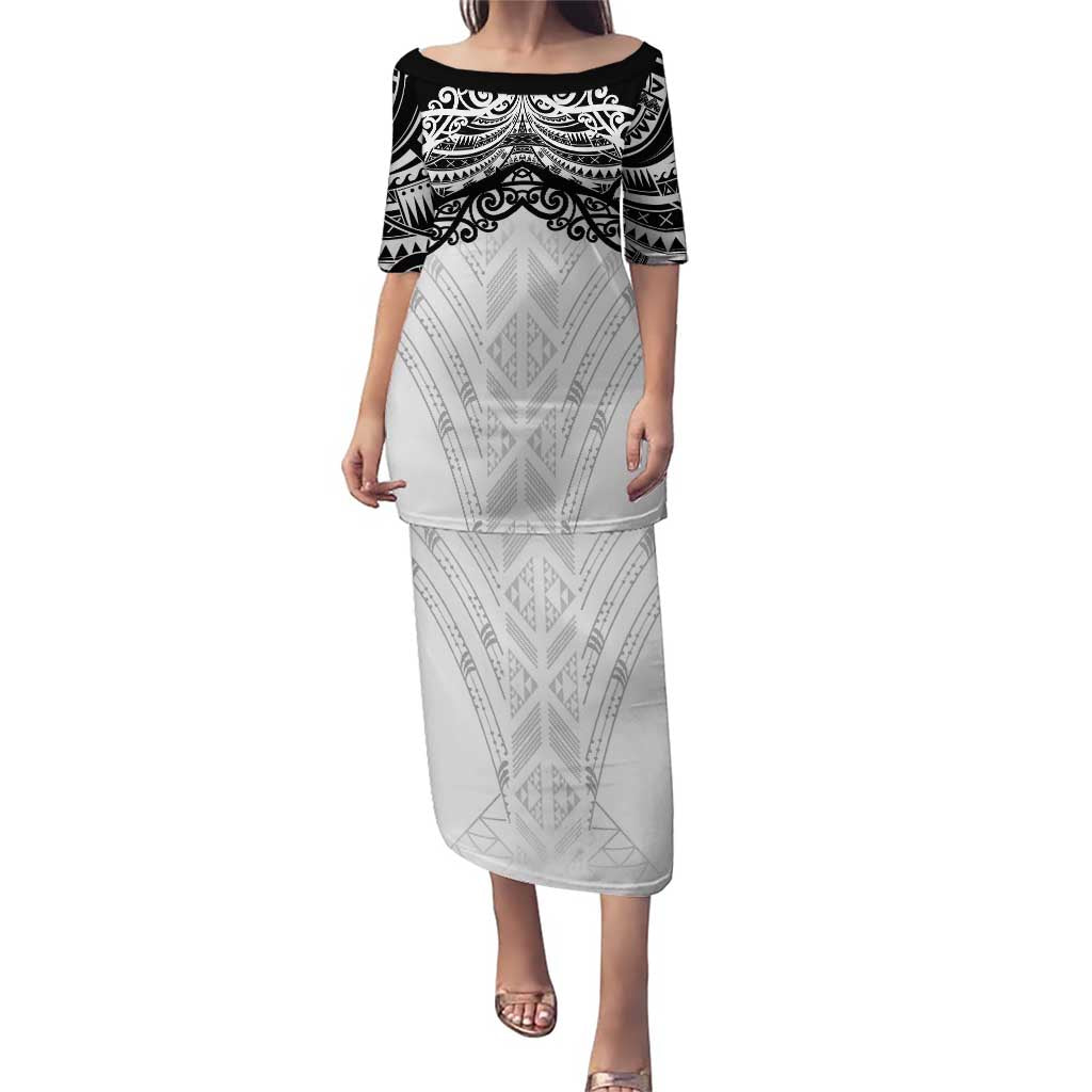 New Zealand Koru Fern Custom Puletasi Simple Taniko Motif