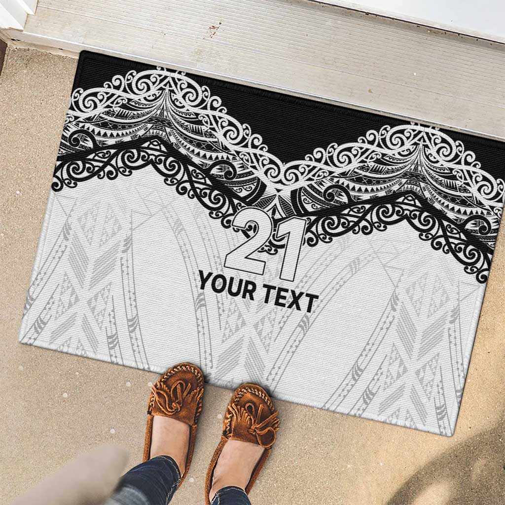 New Zealand Koru Fern Custom Rubber Doormat Simple Taniko Motif