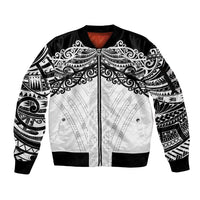 New Zealand Koru Fern Custom Sleeve Zip Bomber Jacket Simple Taniko Motif