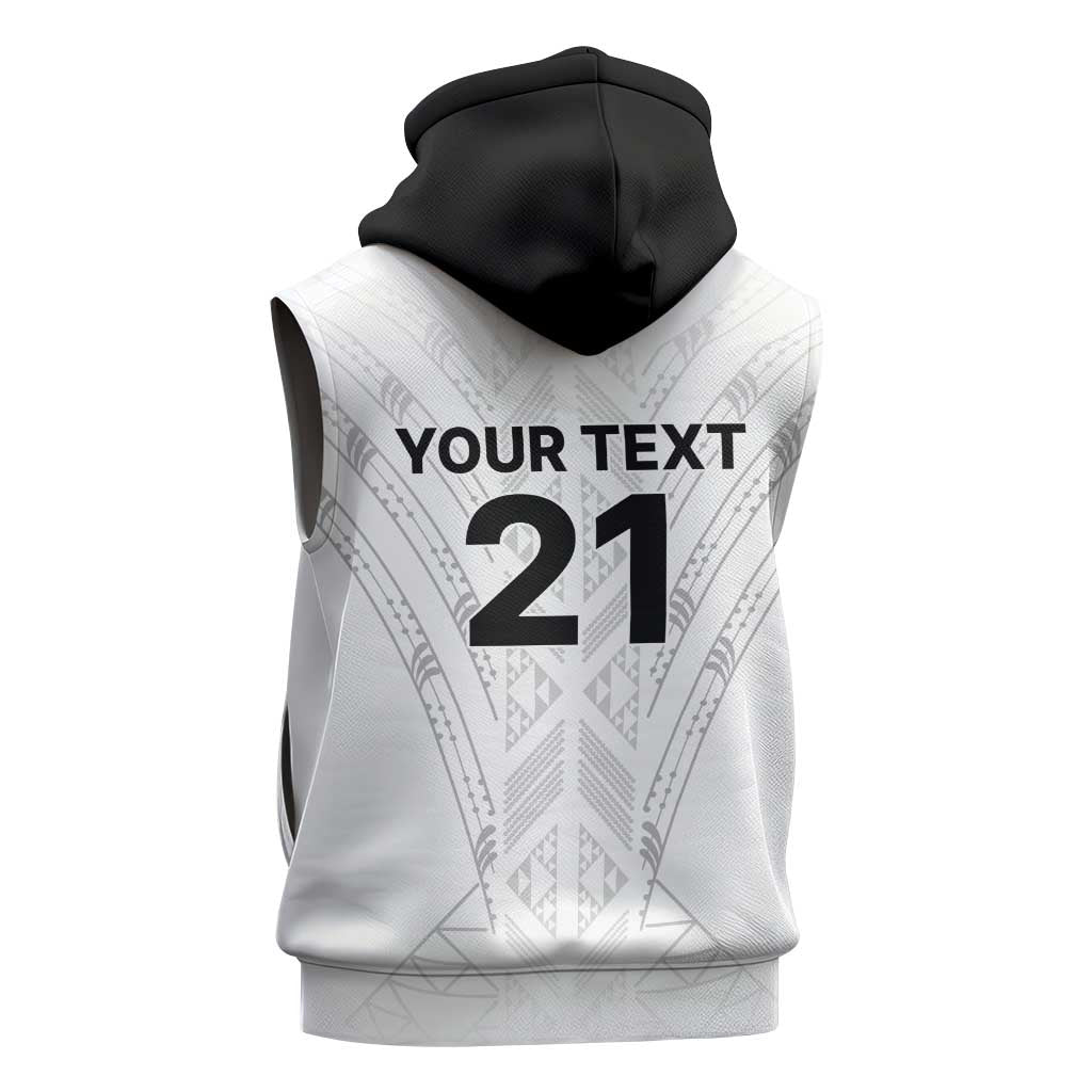 New Zealand Koru Fern Custom Sleeveless Hoodie Simple Taniko Motif - Polynesian Pride