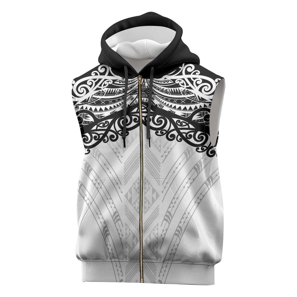 New Zealand Koru Fern Custom Sleeveless Zip Hoodie Simple Taniko Motif - Polynesian Pride